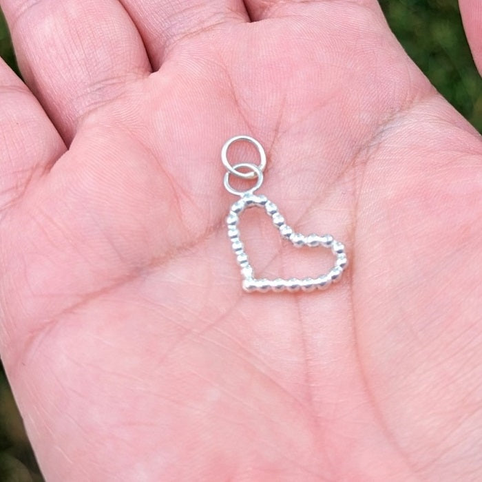 Sterling silver beaded heart charm
