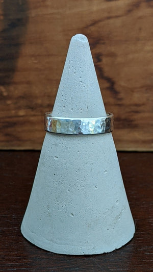 Sterling silver hammered wedding band (wide)