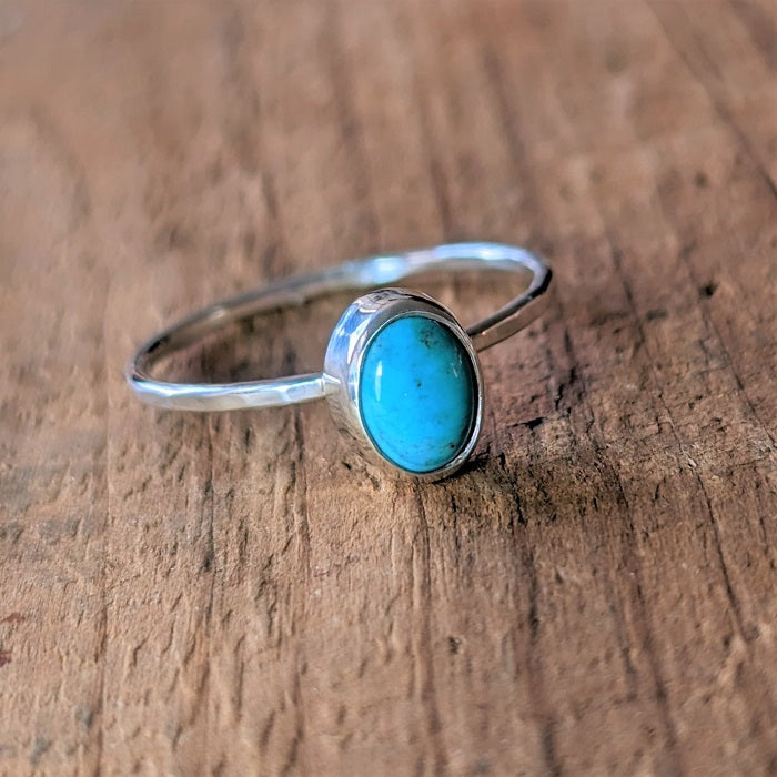 Sterling Silver Turquoise Cabochon Stacking Ring