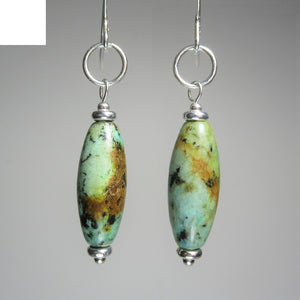 African Turquoise and Sterling Silver earrings from the Danare Designs studio