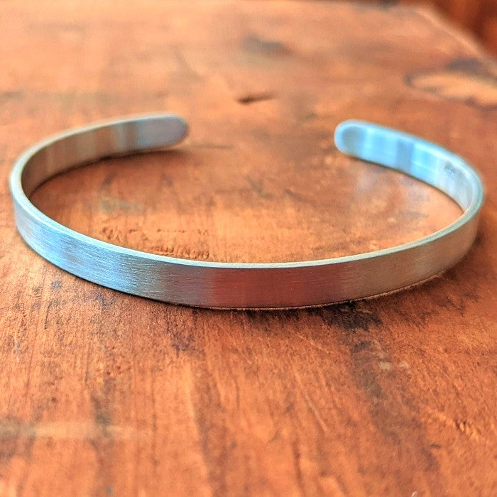 Brushed Sterling Silver cuff bracelet handcrafted in Illinois