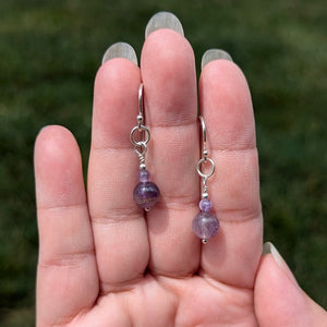 A pair of Sterling Silver and Amethyst earrings handmade in Illinois