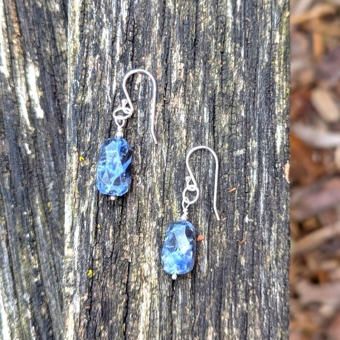 NEW! Sterling Silver Sodalite Faceted Earrings - "Alberta Sky"