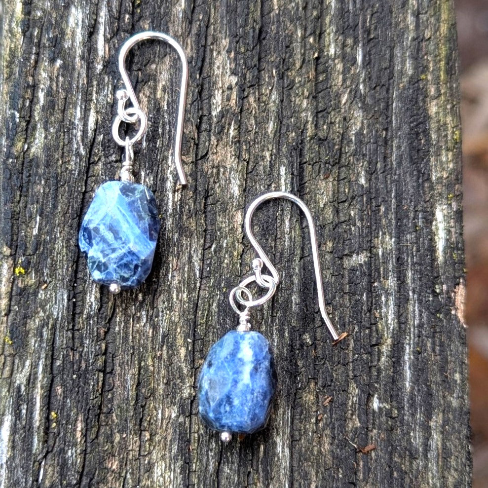 NEW! Sterling Silver Sodalite Faceted Earrings - "Saskatchewan Sky"