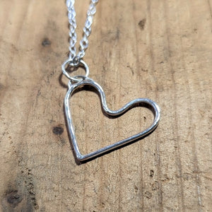 Sterling Silver Open Heart Pendant with Sterling necklace