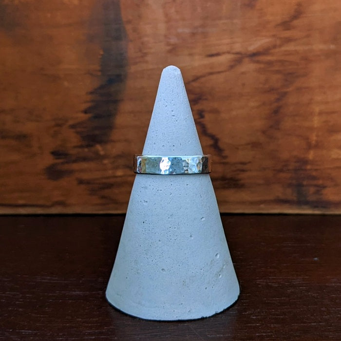 Sterling silver hammered wedding band (wide)