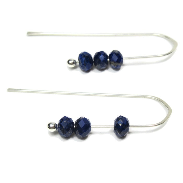 Sterling Silver Threader Earrings featuring Natural Lapis Lazuli from the Danare Designs studio