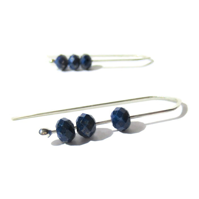 Sterling Silver Threader Earrings featuring Natural Lapis Lazuli from the Danare Designs studio