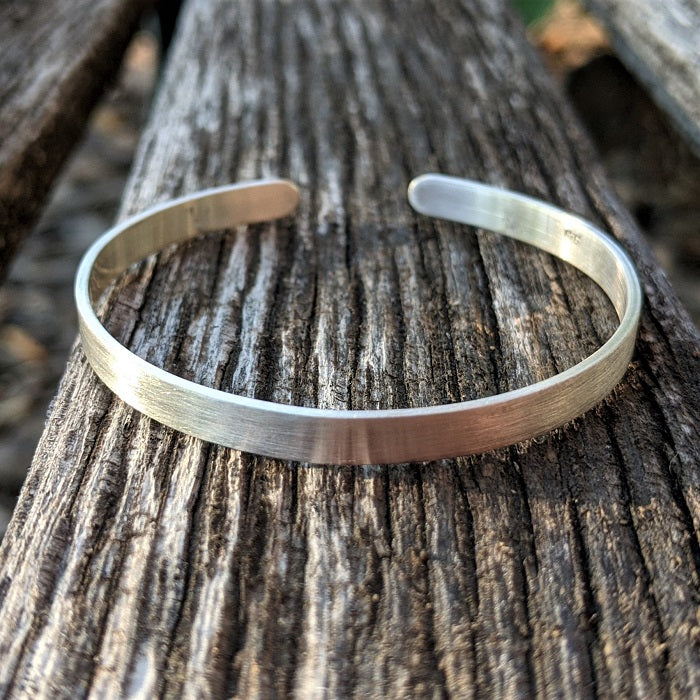 Brushed Sterling Silver cuff bracelet handcrafted in Illinois