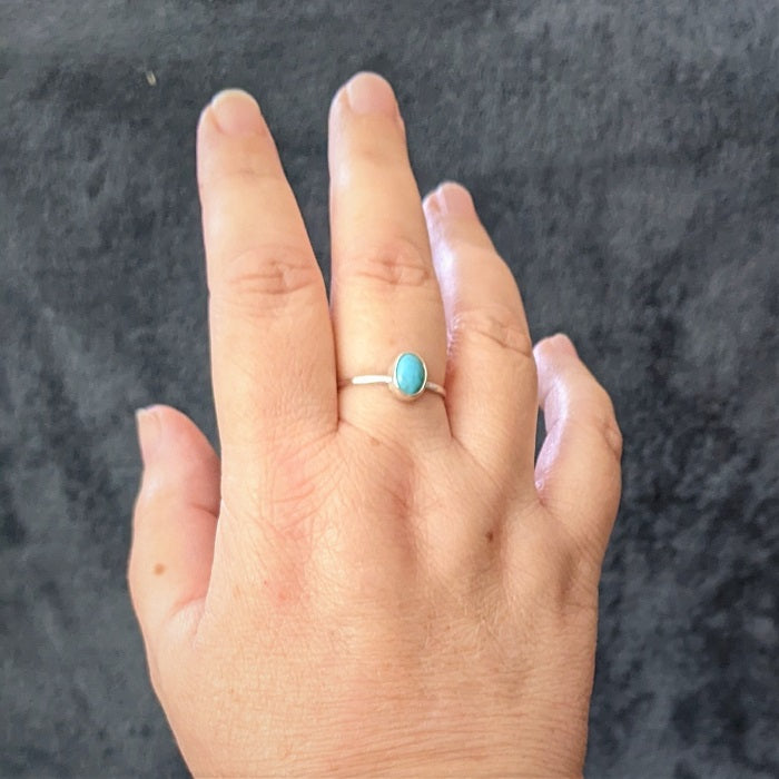 Sterling Silver Turquoise Cabochon Stacking Ring