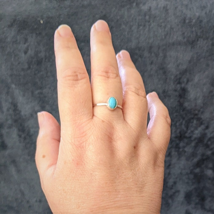 Sterling Silver Turquoise Cabochon Stacking Ring – Danare Designs