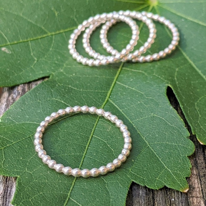 Sterling silver beaded stacking rings from Danare Designs