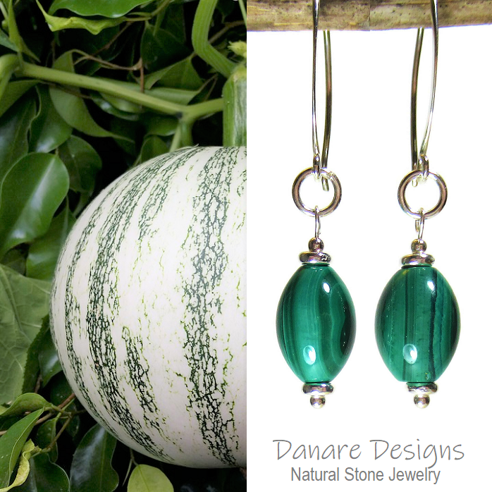 Natural Malachite and Sterling Silver Earrings from the Danare Designs studio
